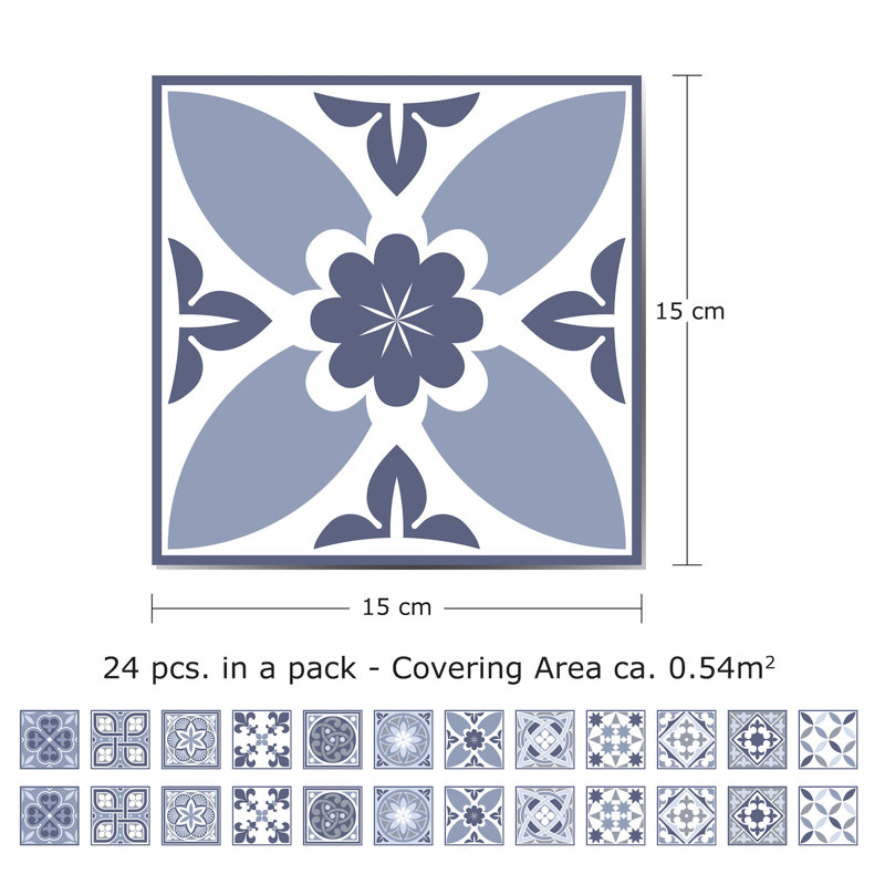 Lisbon 5.9'' W x 5.9'' L Vinyl Peel and Stick Field Tile