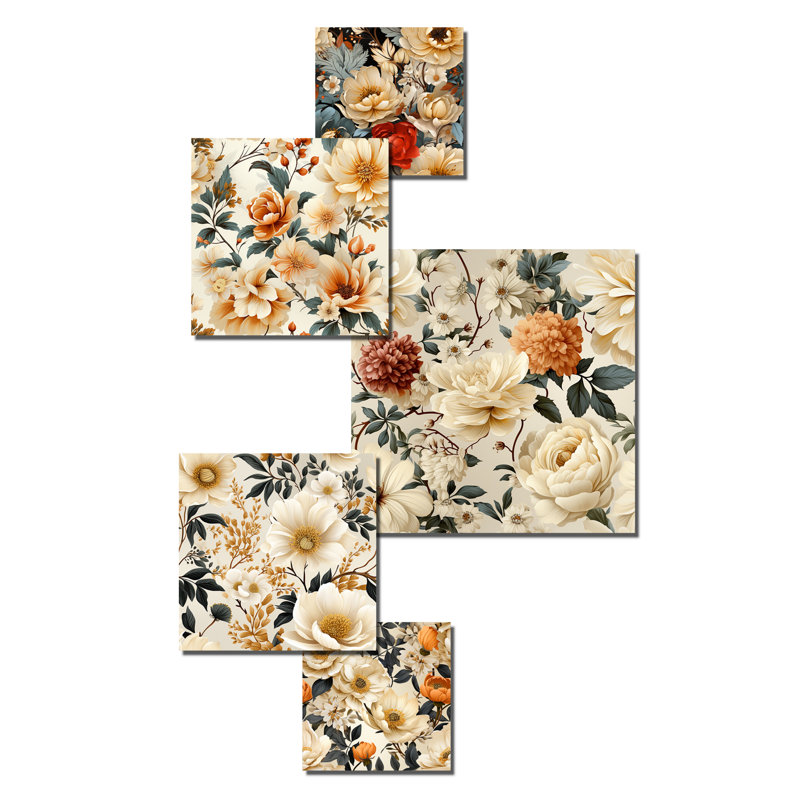 Sainz - Ensemble d'art mural floral de 5