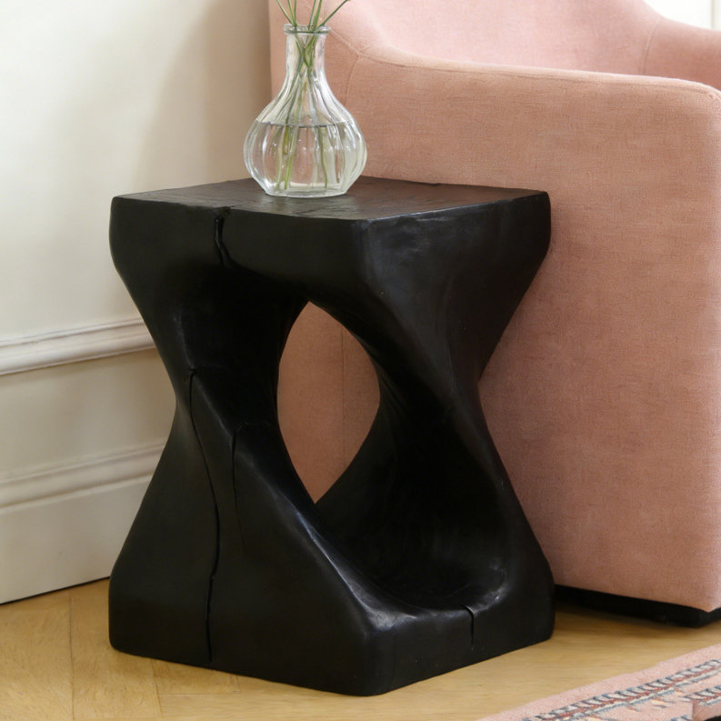 Table d'appoint à texture de bois, Noir