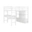 Lit mezzanine double avec bureau, tablettes et tiroirs de rangement