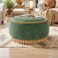 Repose-pieds de rangement rond 29 po avec pieds en bois massif - Table basse moderne avec couvercle réversible, repose-pieds en chenille verte, aucun assemblage requis-1988413584