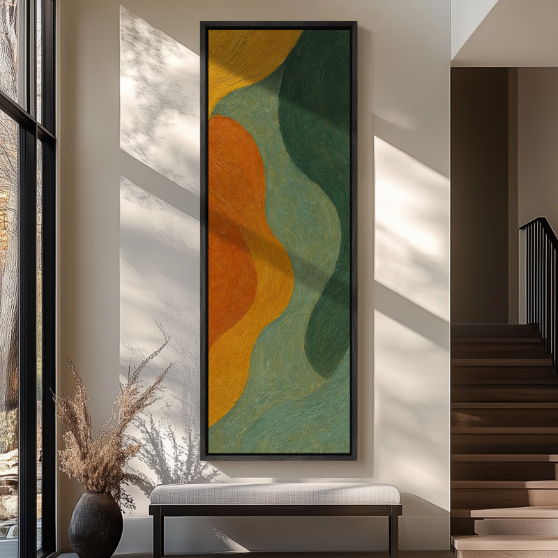 Illustration de groupe de flamants roses ludiques sur fond pastel doux - grande impression sur toile encadrée de la chambre principale