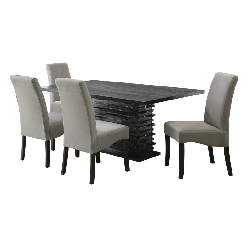 Ensemble de salle à manger à piédestal en noir et gris, 5