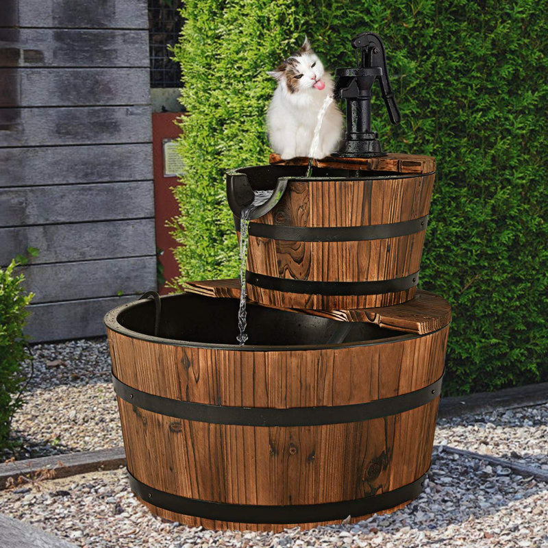 Outdoor Wood Weather Resistant Cascade Fountain