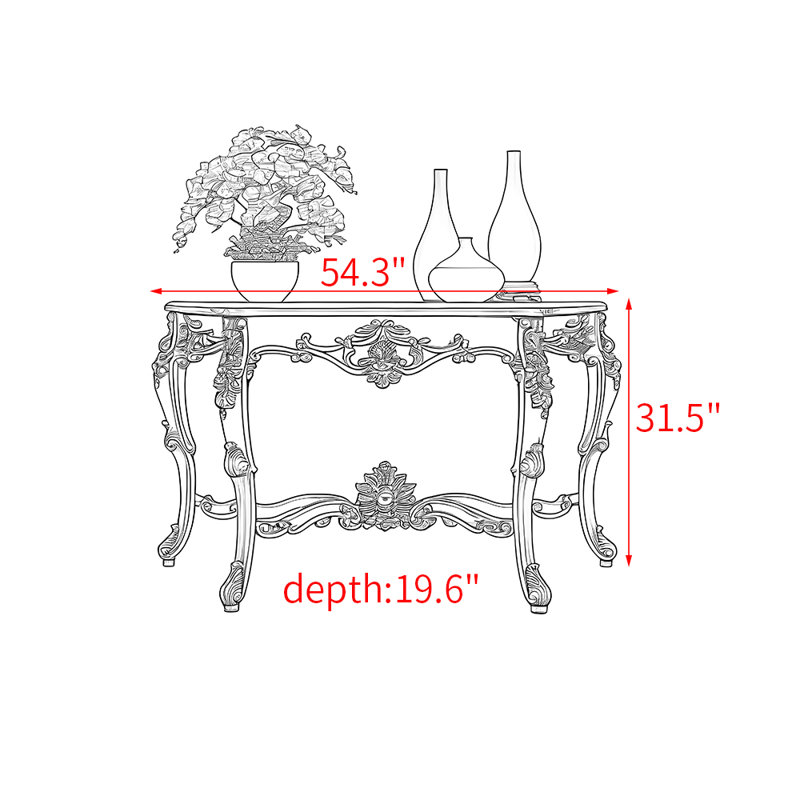 Console de style européen en bois massif sculpté