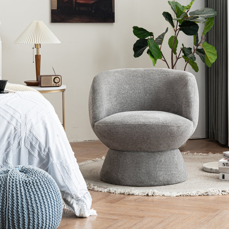 Fauteuil demi-tonneau pivotant de 28,5 po Joclyn, Boucle gris