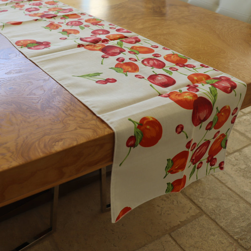 Chirana Rectangle Floral Cotton Table Runnner, 60" Rectangle