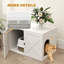 Enceinte de litière pour chat, meuble de litière caché avec porte de grange, trou pour chat, salle de bain intérieure pour animal de compagnie, table d'appoint, 31,5 po x 21 po x 20 po, blanc