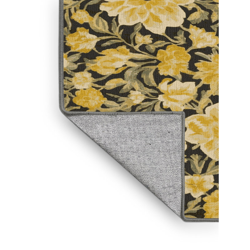 Tapis botanique brun lavable à la machine, Carré 6 pi