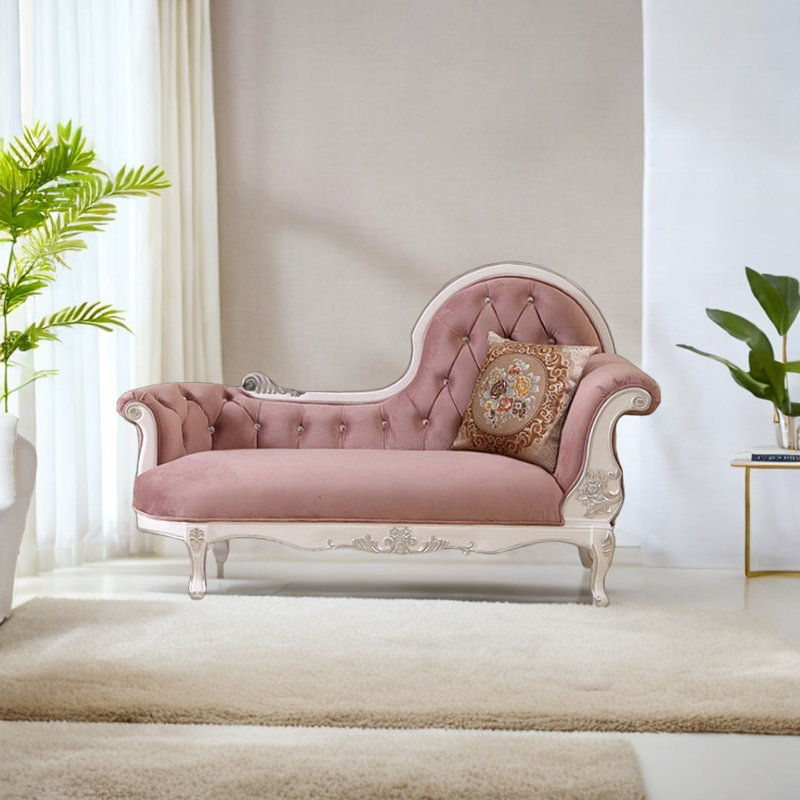 Chaise longue rembourrée Elegant Classical, Accoudoir à droite (vu de face), Rose