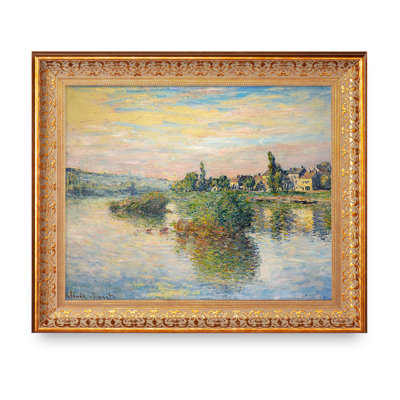 Banks of the Seine at Lavacourt by Claude Monet Framed,Image World Classic Reproductions For HomeDecor,Vintage Pattern Gold Frame