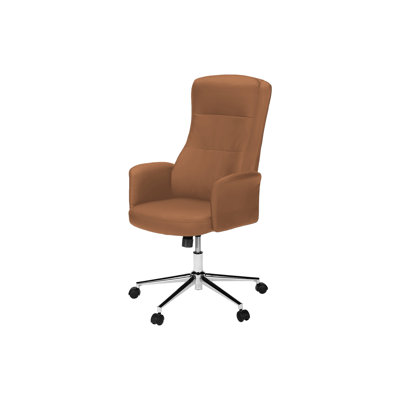 Office Chair, Swivel, Adjustable Height, Armrests, Ergonomic, Work, Black Leather Look, Chrome Metal, Contemporary, Modern