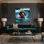 Chiens, chien d'eau espagnol sur toile grise