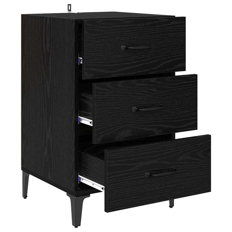 40cm W Manufactured Wood Bedside Table, Black Oak