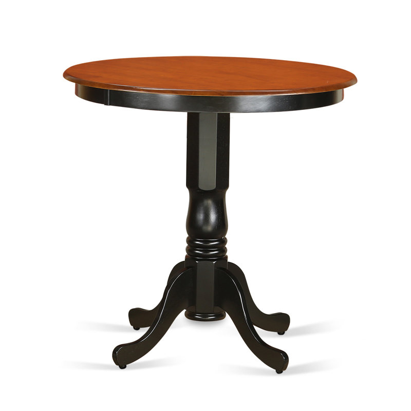 Smyth Round Solid Wood Dining Table, Black/Cherry