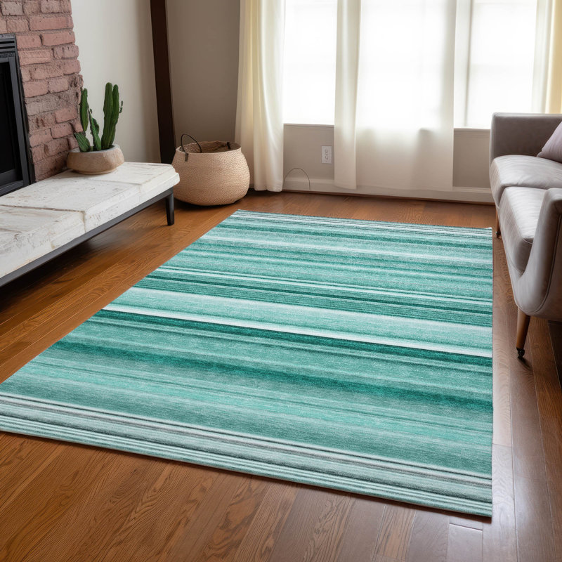 Kinslee Washable Striped Indoor / Outdoor Rug, Rectangle 10' x 14'