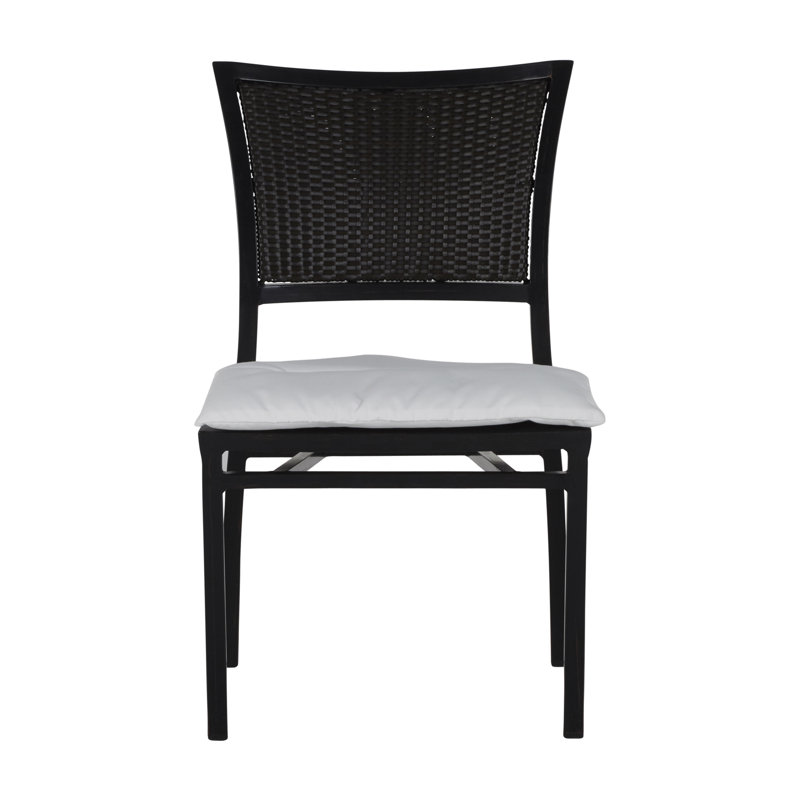 Aire Patio Dining Side Chair with Cushions, Welt, Natural White