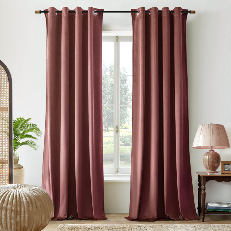 Velvet Curtains Room Darkening Curtains 2 Panel Set Super Soft luxury Grommet Curtains, Dusty Rose, 52" W x 108" L