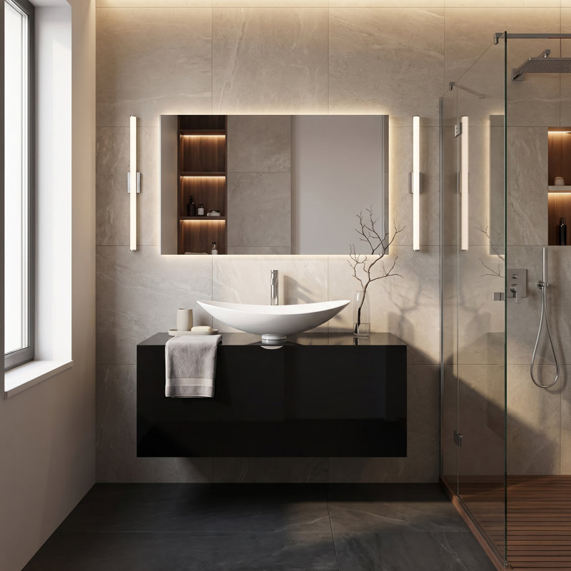Mia 39.5 in. Handmade Single Vanity, Black, Black Lacquered
