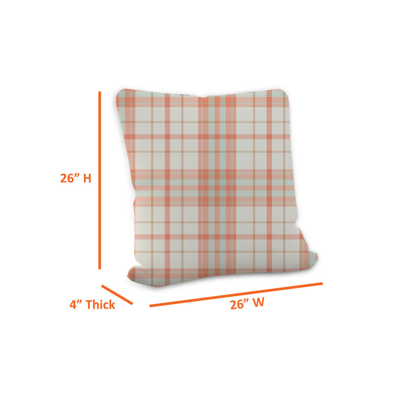 Indoor / Outdoor Plaid White Square Cushion Cover, 66cm x 66cm