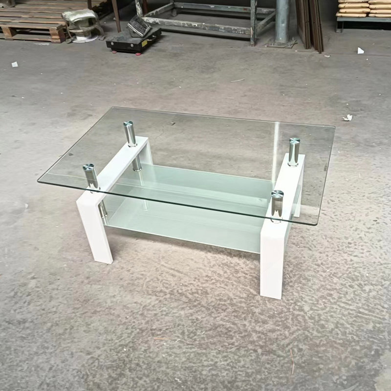 Table basse en verre, Blanc, Transparent