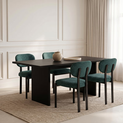 Chaises de salle à manger modernes, chaises de salle à manger rembourrées Mid-Century avec pieds en métal noir