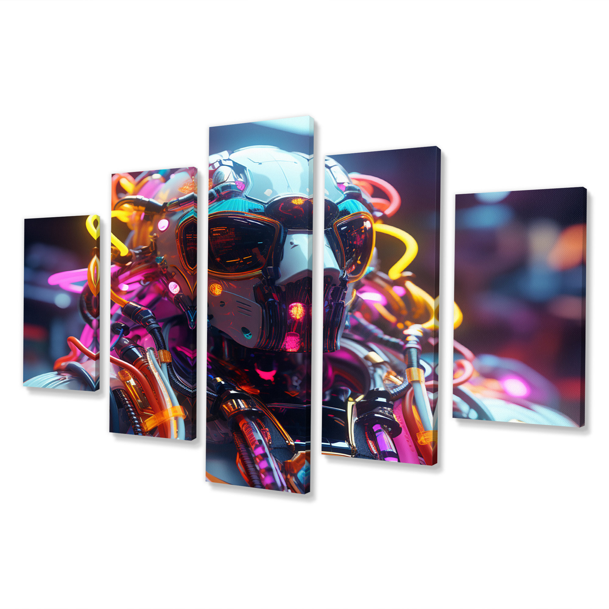 Ivy Bronx Sci-Fi Retro Futuristic Robot In Neon III - Robot Wall Art ...