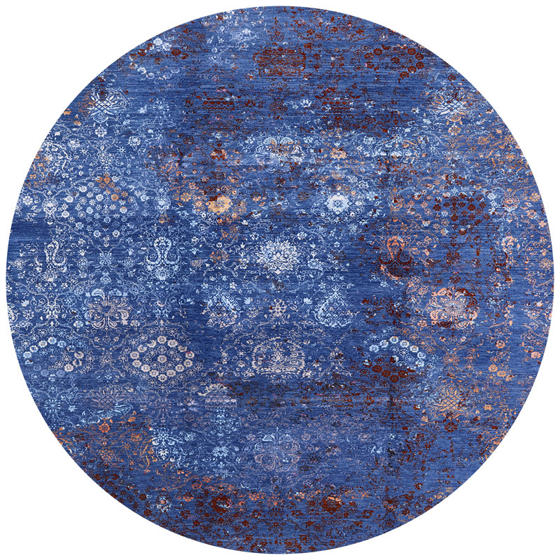 Tapis bleu / rouge Hutter, Rond 5 pi