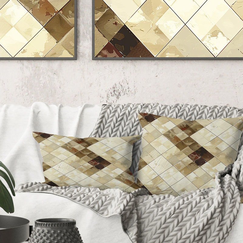 Coussin Beige crème Argyle Harmony I - transitionnel, H 18 po x l 18 po