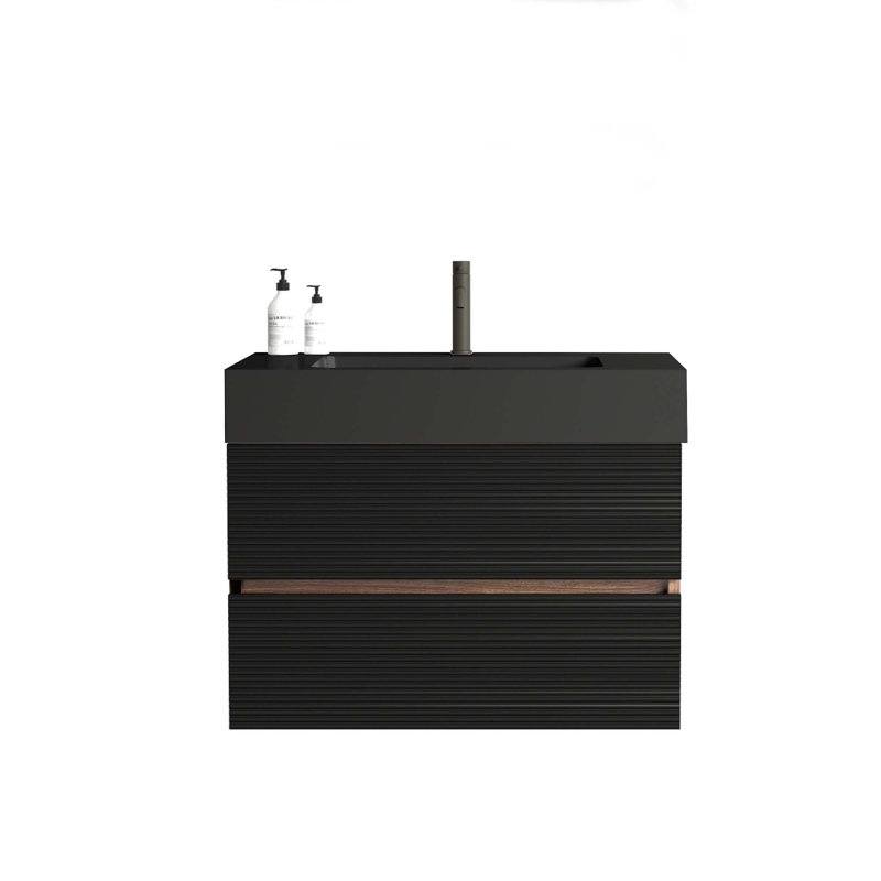 Meuble-lavabo mural Mid-Century moderne avec tiroirs, conception flottante pour des salles de bain élégantes et fonctionnelles