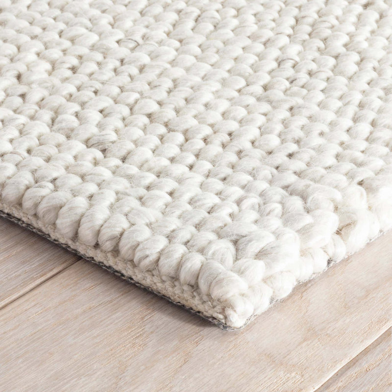 Niels Ivory Handwoven Wool/Viscose Rug, Rectangle 8'6" x 11'6"