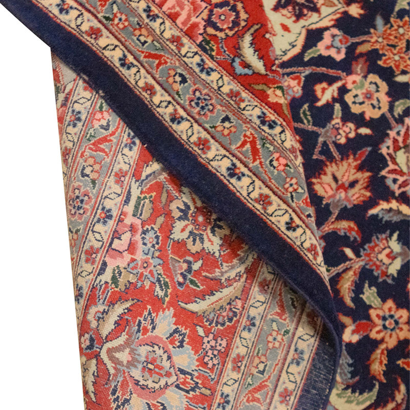 High-Quality Hand-Knotted Navy And Red Area Rug