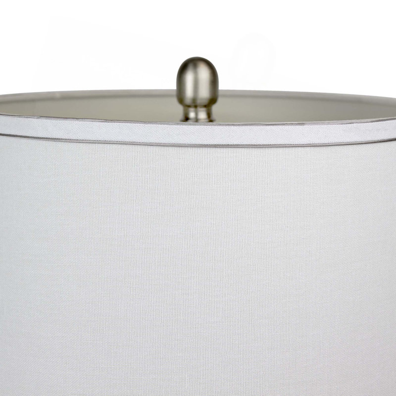 Cairo 28.75" Contemporary Metal Table Lamp In Brushed Nickel And White Linen Shade With Silver Trim From Grandview Gallery - Set Of 2