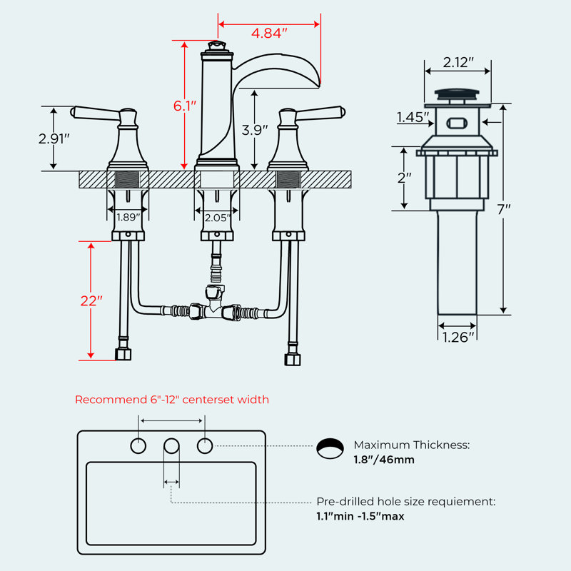 Widespread 2-handle Bathroom Faucet With Drain Assembly, Brushed Nickel