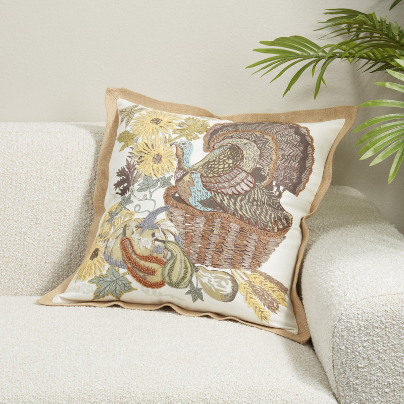 Coussin brodé en polyester brodé, Duvet de canard