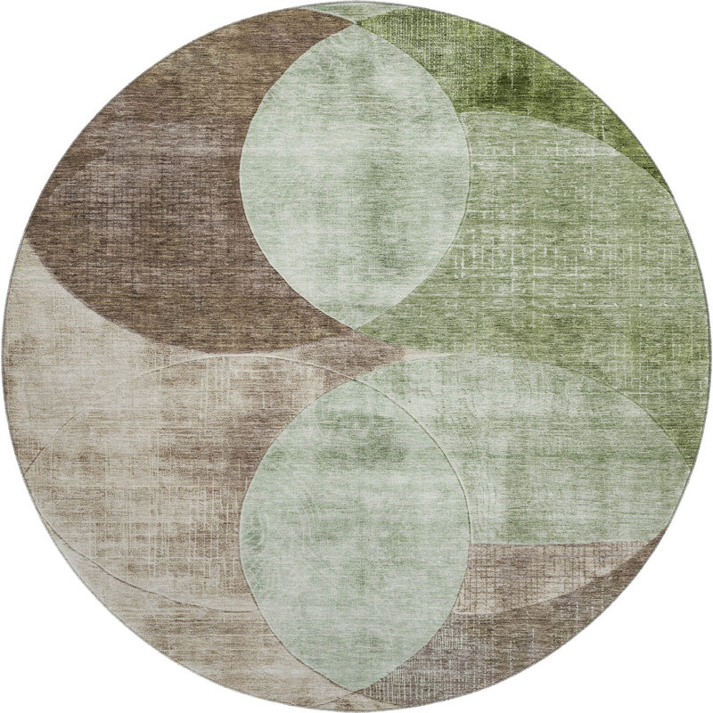 Premium Machine Washable Alves AMF1140 Geometric Rug, Round 8'