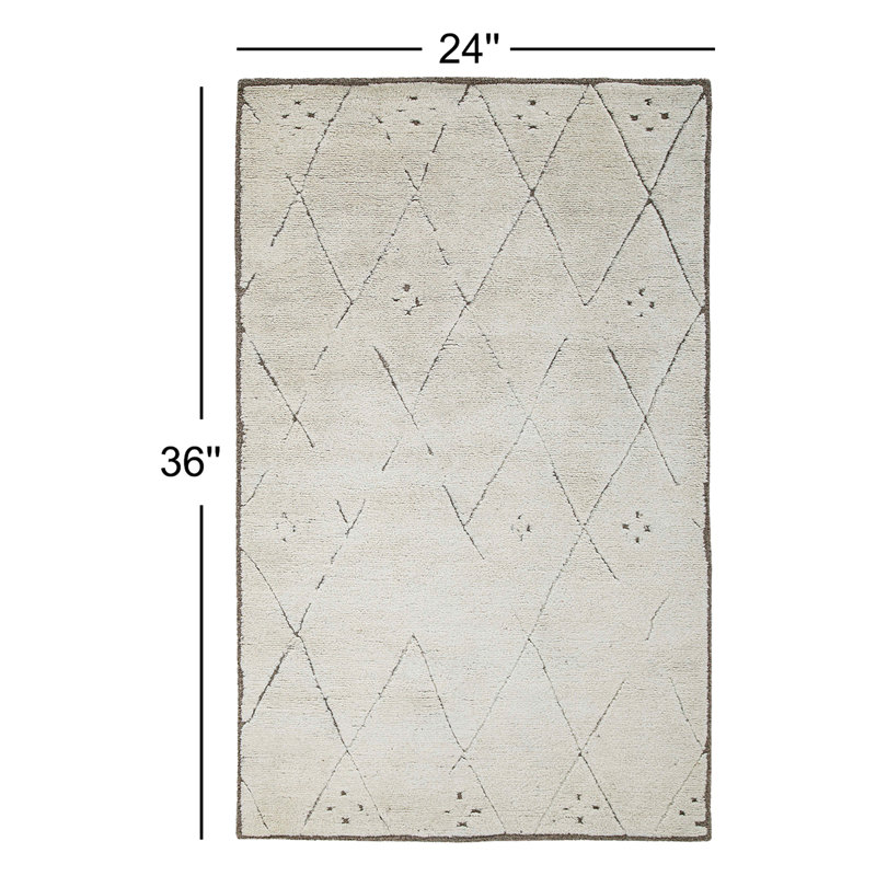 Carolan Lattice Hand Tufted Wool Area Rug in Brown/Gray, Rectangle 2' x 3'