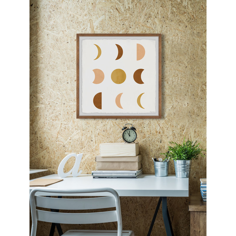 Huit Phases de la Lune - peinture encadrée, H 18 po x l 18 po x P 1,5 po