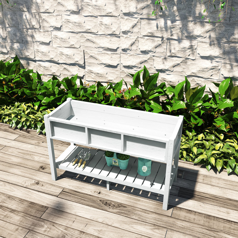 Raised Garden Bed Elevated Raised Planter for Patio Balcony, White