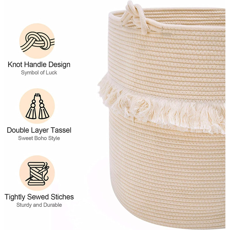Large Woven Rope Storage Basket 15.7"x16.9"