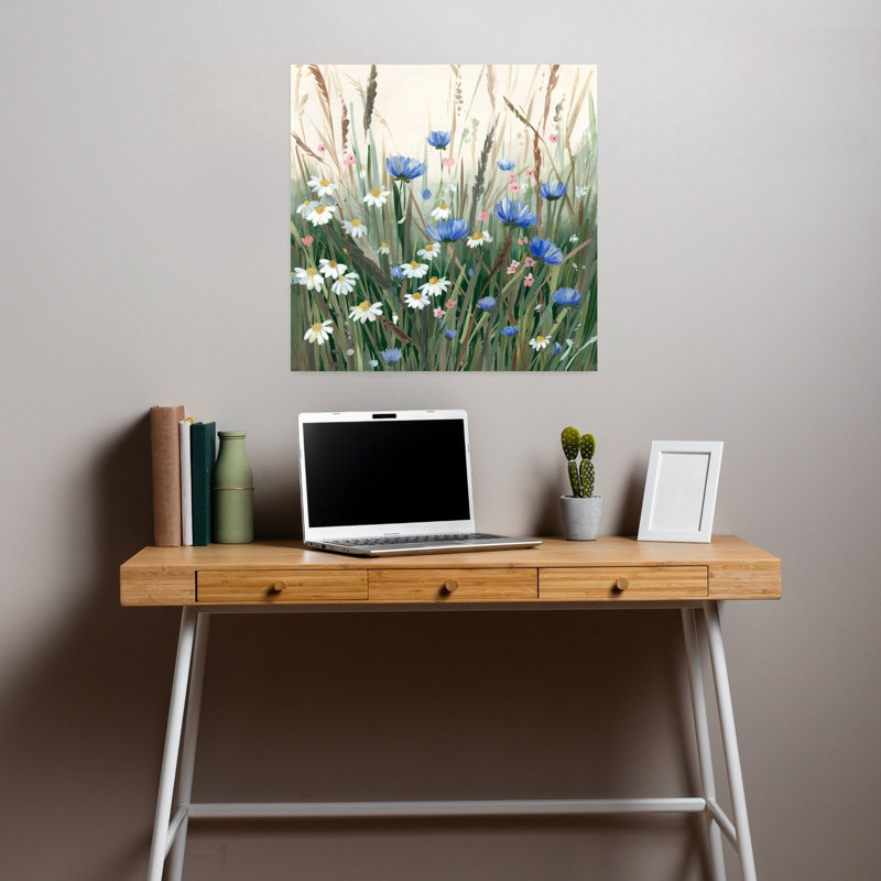 Art mural contemporain abstrait «Wildflower Meadow In Bloom», 18" H x 18" W