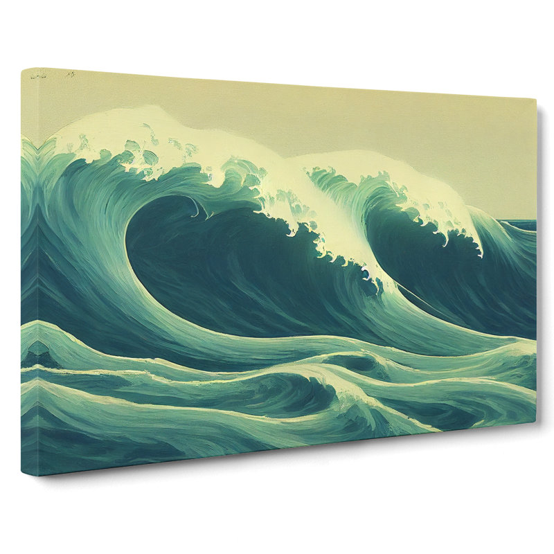 An Artistic Japanese Wave - Wrapped Canvas Print, 35cm H x 50cm W x 3cm D