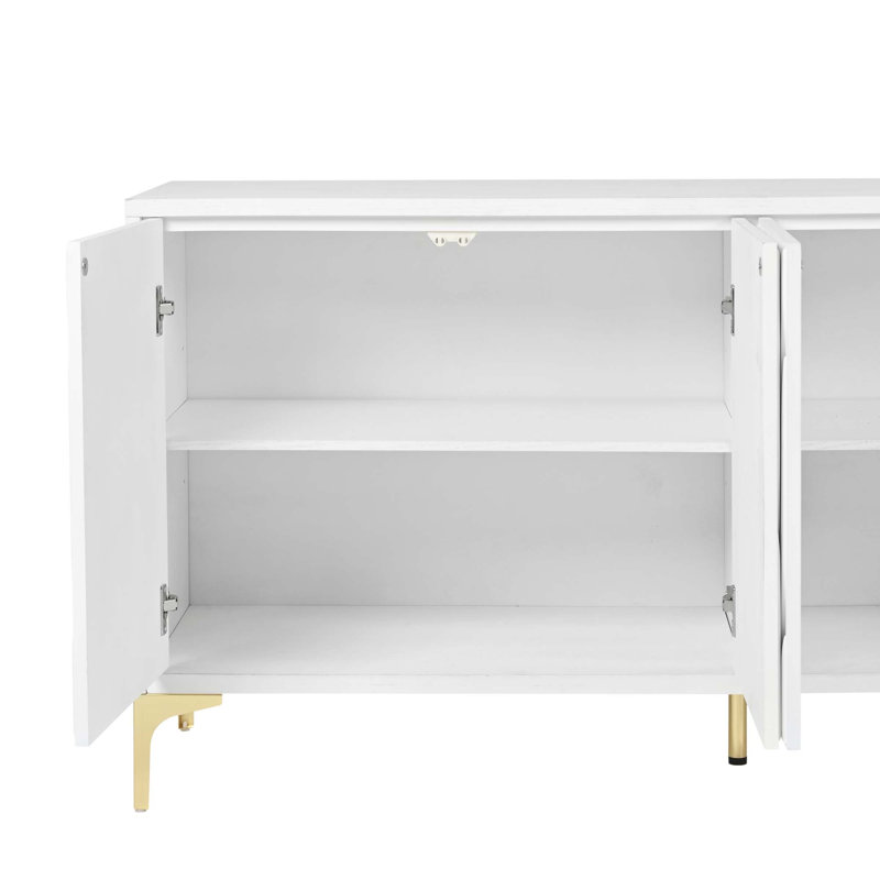 60" Press-To-Open Design Sideboard Buffet Cabinet With 4 Doors, White