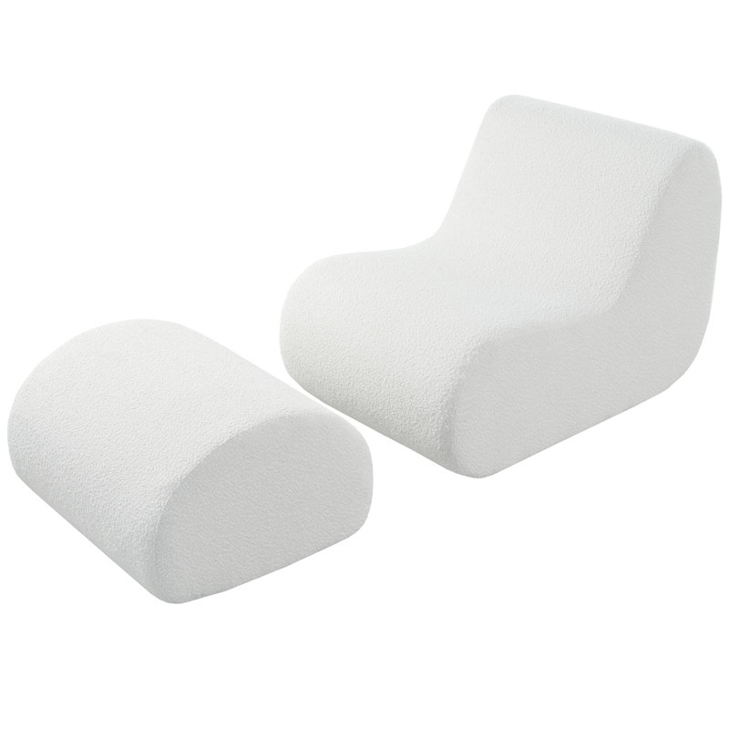 Élégante chaise d'appoint avec repose-pieds Mirod, Blanc