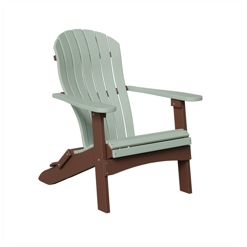 Berlin Gardens Contour Folding Adirondack Chair, Seafoam with Chocolate Brown