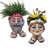 Muggly's 2 Piece Hippie Jerry and Janice in Groovy 1960's Attire Statue Planter Set