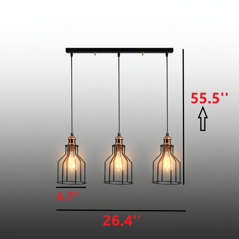 Luminaire suspendu pour îlot de cuisine 3 lumières à hauteur réglable Briarcliff