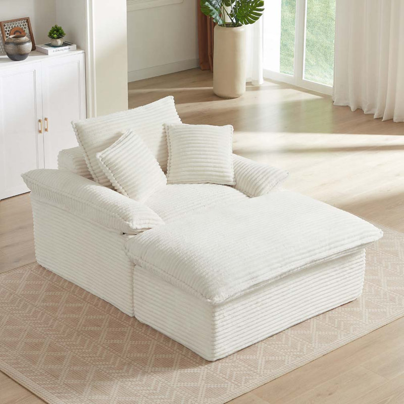 Méridienne avec repose-pieds, coussin lombaire, Beige