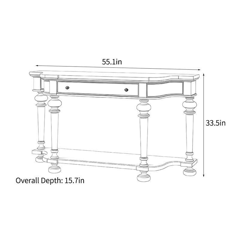 Console de style rétro de style américain, Blanc cassé, 31.49" H x 55.1" W x 15.7" D
