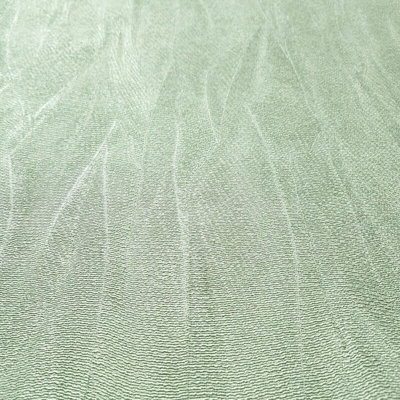 Edrielle Plain Pistachio Light Green Cream Faux Wrinkled Fabric Modern Wallpaper